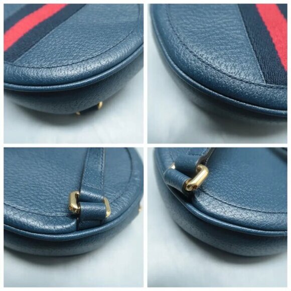 100% Authentic GUCCI Ophidia Blue Canvas Backpack 714-103024 - Picture 6 of 12